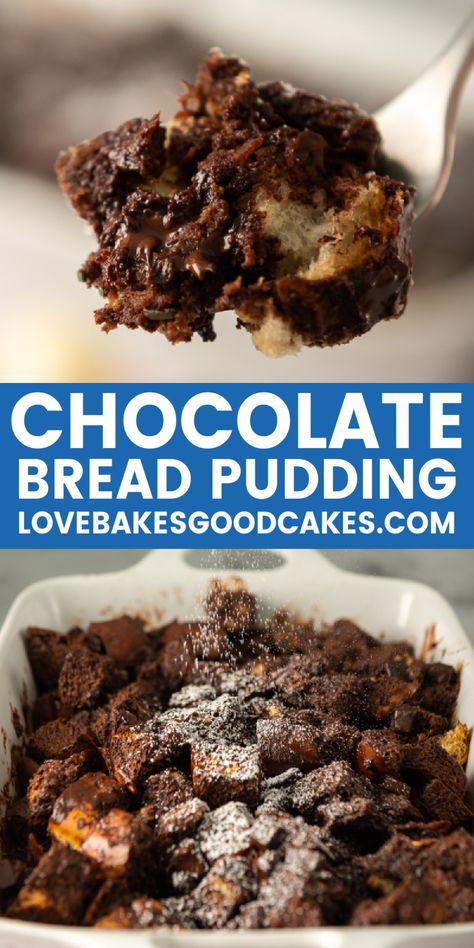 chocolate bread pudding pin collage Best Bread Pudding Recipe, Love Bakes Good Cakes, Charlie Boy, Good Cakes, Chocolate Bread Pudding, Chocolate Custard, Bread Pudding Recipe, Chocolate Bread, Pudding Desserts