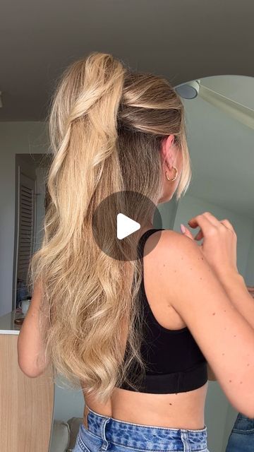 Alina Khafizova on Instagram: "Save it! ✔️I’m obsessed it worked!!!🤩  _________ #simplehairstyles #updohairstyles #updotutorial #bouncyhair #bouncyblowdry" Work Hairstyle Long Hair, Half Dos For Long Hair, How To Do Half Up Half Down Hair, Hairstyles Half Up Half Down, Hairstyles Long Hair Easy, Hairstyles Pony, Hairstyles Work, Hairstyles For Work, Hairstyle 2024