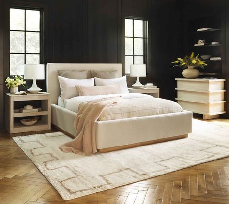 Plush piles and cozy bed linens couple with lighter finishes and fabrics for a calming, tonal look. Plush Furniture, Velvet Furniture, Serene Bedroom, Lulu And Georgia, Stylish Bedroom, Cozy Bed, Bedding Shop, Cozy Bedroom, Bedroom Inspirations