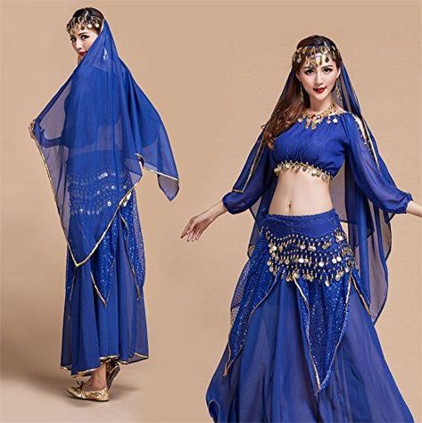 Bollywood Dance Costumes, Indian Queen, Arabian Dress, Belly Dance Dress, Hip Scarf, Dance Clothing, Belly Dance Outfit, Costume Set, Dance Tops