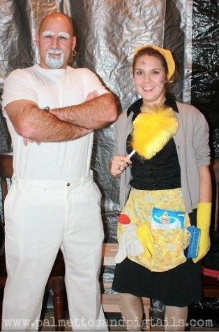 Diy Halloween Couples, Custome Ideas, Meme Costume, Halloween Costumes Diy Couples, Diy Couples Costumes, Couple Halloween Costumes For Adults, Easy Diy Costumes, Mr Clean, Halloween Coustumes