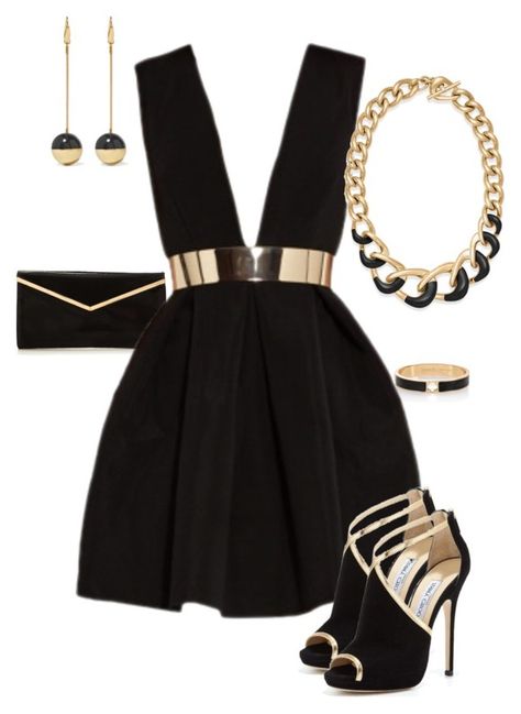 "a touch of gold here and there" by rebelgeneration ❤ liked on Polyvore featuring Jimmy Choo, Michael Kors and Isabel Marant Black And Gold Women Outfit, Black And Gold Dresses For Party, Black And Gold Party Outfits Women, Black With A Touch Of Gold Outfit Women, Black And Gold Outfit Casual, Black And Gold Dress Outfit, H&m Style, Black And Gold Clothes, Black And Gold Outfits Women