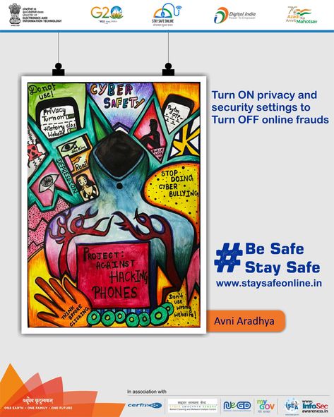 Information Technology Drawing, Cybercrime Poster Drawing, Cybercrime Poster, Safe Internet, Staying Safe Online, Digital India, Poster Drawing, Mini Canvas Art, Mini Canvas