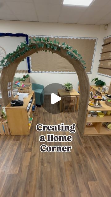 Kitchen Corner Classroom Ideas, Daycare Pretend Play Area, Home Daycare Playroom, Quiet Area In Classroom, Pre K Library Center Ideas, Home Corner Eyfs Ideas, Kindergarten Storage Ideas, Role Play Corner Ideas, Classroom Areas Ideas