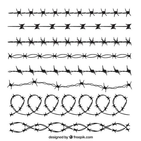 Barbed Wire Silhouette, Stick And Poke Barbed Wire, Simple Barbwire Tattoo, Barbed Wire Line Drawing, Barbwire Drawing Easy, Spine Tattoos Barbed Wire, Barbwire Tattoo Around Leg, Embroidered Barbed Wire, Barbed Tattoo Wire