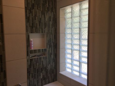 9 Barrier Free Walk in Shower System Mistakes (and How to Prevent them) |Innovate Building Solutions Bathroom With Niche, Glass Block Bathroom, Glass Block Shower Window, Glass Block Basement Windows, Shower Windows, Upscale Bathroom, Glass Block Shower, Shower Window, Brick Ideas