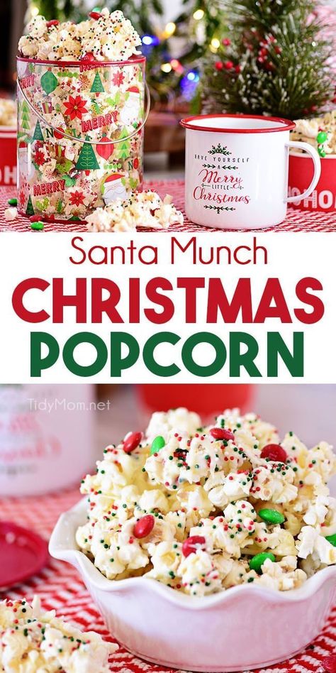 White Chocolate Popcorn, Dessert Halloween, Christmas Popcorn, Wallpaper Food, Salty Popcorn, Popcorn Treats, Popcorn Recipe, Easy Treat, Holiday Sprinkles