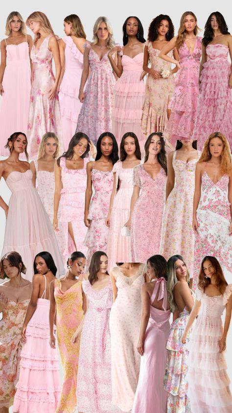 pink dresses:) Bridesmaid Dresses Aesthetic Pink, Pink And White Bridesmaid Dresses, Bridesmaid Dresses Shades Of Pink, Pink Wedding Theme Bridesmaid Dress, Pink Mix And Match Bridesmaid Dresses, Pink And Purple Bridesmaid Dresses, Mismatched Pink Bridesmaid Dresses, Shades Of Pink Bridesmaid Dresses, Pink Mismatched Bridesmaid Dresses