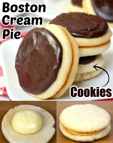 Boston Cream Pie Cake, Cream Pie Cookies, Boston Cream Pie Recipe, Boston Cream Cake, Soft Cookies, Anzac Biscuits, Pie Cookies, Cream Pies, Buffet Ideas