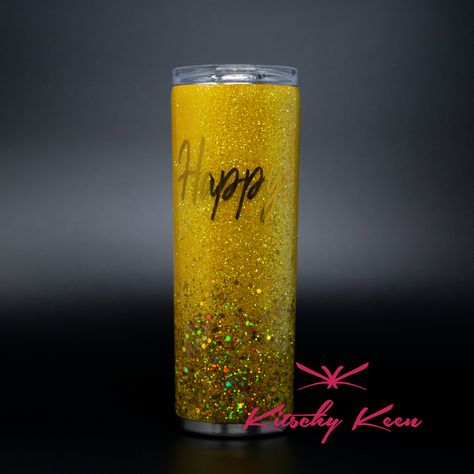 Yellow Glitter Tumbler Ideas, Yellow Glitter Tumbler, Yellow Tumbler Ideas, Yeti Cup Designs, Sunshine On A Cloudy Day, Tumbler Inspiration, Yellow Glitter, Yeti Cup, Cup Designs