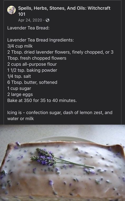 Witchy Tea Party Food, Lavender Food Recipes, Cooking Witchcraft, Recipes Cottagecore, Ostara Food, Cottagecore Aesthetic Food Recipes, Honey Lavender Bread, Cottagecore Cake Recipe, Cottagecore Desserts