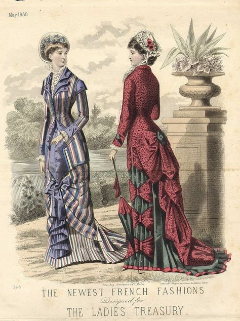 The Ladies Treasury - May 1880 1883 Fashion Plate, 1880 Fashion Plate, 1838 Fashion Plate, 1868 Fashion Plate, Victorian Fashion Women, 1885 Fashion Plate, 1880 Fashion, Historical Gowns, 1880s Fashion