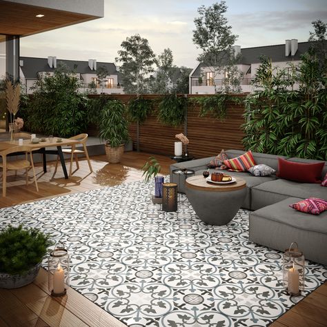 Outdoor - Jardin des Tuileries  tiles for outdoor use for example terrace or balcony. Moroccan Terrace, Stone Cladding Tiles, Apartment Elevation, Outdoor Tile Patio, Balcony Tiles, Terrace Tiles, Terrace Floor, Tile Cladding, Balcony Flooring