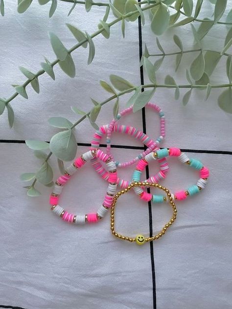 Bracelet inspo clay beads aesthetic: It's a clay bead bracelet set please send me message of your arm size Clay Bead Bracelet Set, Bracelets Preppy, Make Clay Beads, Colorful Bead Bracelets, Clay Bead Necklace, Preppy Bracelets, Homemade Bracelets, Clay Bead Bracelet, Preppy Jewelry