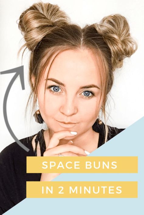 Hairstyle Grunge, Messy Space Buns, 2 Buns Hairstyle, Space Buns Tutorial, Buns Tutorial, Space Buns Hair, Pigtail Buns, Two Buns Hairstyle, Messy Hairstyle