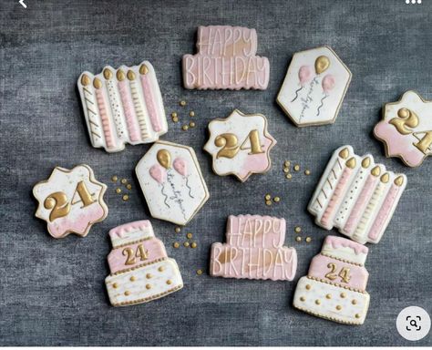 24th Birthday Cookies For Her, 25th Birthday Cookies For Her, 25 Birthday Cookies, 24th Birthday Cookies, Customized Cookies, Bday Cookies, Cookies Decoration, Happy 24th Birthday, Cookie Birthday Party