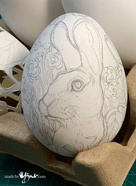 Make the Most Unique Faux Easter Eggs - Made By Barb - plastic! Easter Art Project, Easter Drawings, Creative Easter Eggs, Easter Paintings, Easter Egg Art, Carved Eggs, Easter Tree Decorations, Easter Egg Designs, Easter Egg Crafts