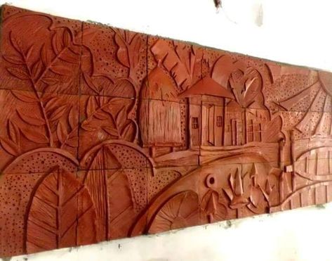 Terakota Art, Relief Tiles, Ceramic Mirror, Pottery Tiles, Wall Paint Patterns, Art Collab, Ceramic Wall Sculpture, Terracotta Wall Art, Mirror Panel