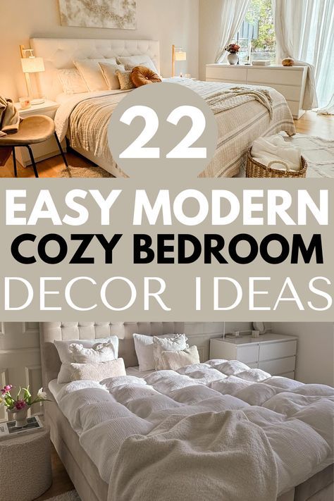 19 Amazing Cozy Bedroom Ideas You'll Obsess Over 1 Cozy Bedroom With White Walls, Bachelorette Apartment Decor, Room Decor Bedroom Couple, Ideas Small Bedroom, Bedroom Storage Ideas, Small Bedroom Ideas For Couples, Cozy Dorm, Farmhouse Bedroom Ideas, Cozy Bedroom Ideas