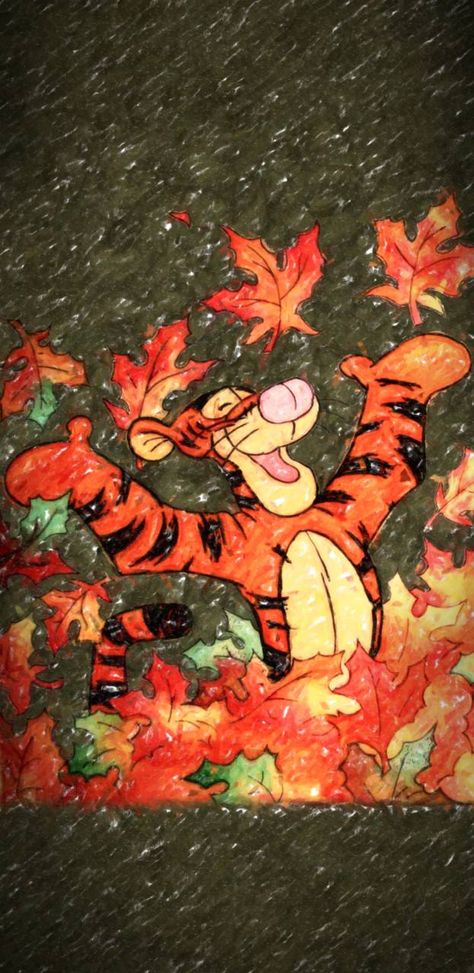 Tigger Wallpaper, Thanksgiving Wallpaper Iphone November, Tigger Halloween, Disney Thanksgiving, Mickey Mouse Illustration, Autumn Leaves Wallpaper, November Wallpaper, Fall Drawings, Thanksgiving Wallpaper