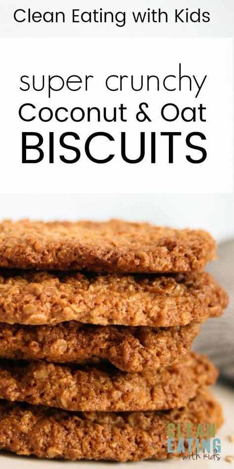 Cookies Outfit, Oat Biscuit Recipe, Anzac Cookies, Clean Eating With Kids, Oat Biscuits, Brownie Vegan, Healthy Biscuits, Coconut Biscuits, Anzac Biscuits