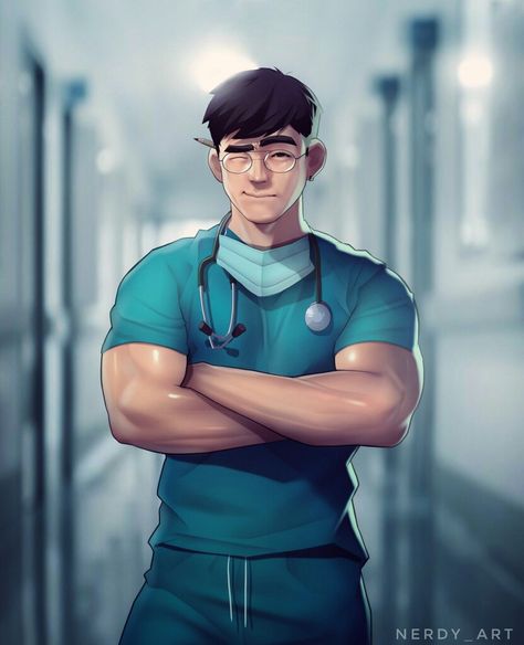 Male Nurse Character Design, Nurse Character, Nerdy Art, Art Uniform, Nurse Art, Male Nurse, Art Of Man, Male Artist, Pastry Chef