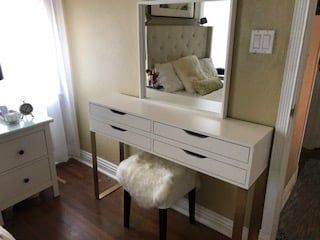 Modern Makeup Table, Contemporary Dressing Tables, Ikea Makeup Vanity, Wall Shelf With Drawer, Ikea Ekby, Diy Closet Storage, Ikea Vanity, Storage Ikea, Bedroom Closet Storage