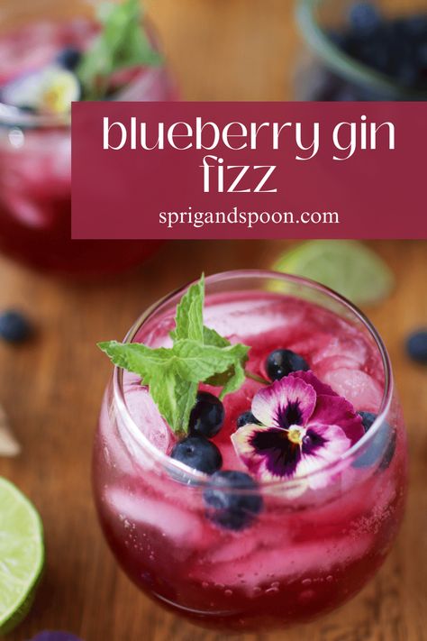 This blueberry gin cocktail is fruity, sweet, and refreshing. Perfect for wow-worthy hosting or a casual happy hour, you’ll love whipping this cocktail up throughout the summer and beyond! Blueberry Gin Cocktail, Gin Fizz Recipe, Happy Hour At Home, Homemade Blueberry Syrup, Blueberry Simple Syrup, Blueberry Cocktail, Blueberry Gin, Strawberry Mojito, Blueberry Syrup