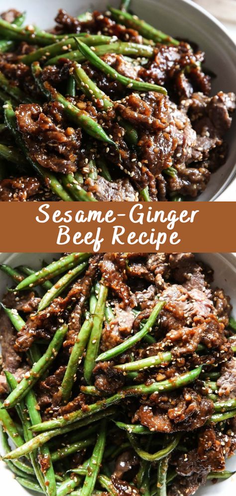 Sesame-Ginger Beef Recipe Introduction Get ready to tantalize your taste buds with this delightful Sesame-Ginger Beef recipe. The combination of savory beef, aromatic ginger, and the nuttiness of sesame creates a flavor explosion that’s sure to satisfy your cravings. This dish is not only delicious but also quick and easy to prepare, making it a […] The post Sesame-Ginger Beef Recipe appeare... Beef With Green Beans Stir Fry, Steak And Green Beans Dinners, Chinese Beef And Green Beans, Dinner Ideas With Green Beans, Sesame Beef Recipe, Beef And Green Bean Stir Fry, Thai Beef Recipes, Ginger Recipes Dinner, Fresh Ginger Recipes