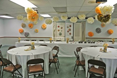 It's Raining JellyBeans: How to Turn a Standard Church Meeting Room Into a Charming Wedding Reception Space on a Small Budget Church Hall Wedding Reception, Small Church Weddings, Fellowship Hall, Church Fellowship, Wedding Backyard, Charming Wedding, Vintage Doors, Bridal Table, Paperless Post