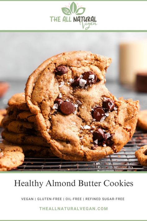 These delicious guilt-free vegan almond butter cookies are the ultimate healthy cookie recipe. They are made with clean and simple ingredients and are guaranteed to be a hit! This recipe is vegan, oil-free, gluten-free, and refined sugar-free. Vegan Nut Butter Cookies, Healthy Almond Butter Cookies, Vegan Almond Butter Cookies, Date Almond Butter, Almond Butter Cookie Recipe, Healthy Cookie Recipe, Nut Butter Cookies, Healthy Cookie, Vanilla Bean Powder