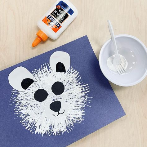 Miss Mandy on Instagram: “POLAR BEAR FORK PAINTING We are continuing to learn about animals that live in the Arctic this week. 🐻‍❄️Thanks to the idea from…” Polar Bear Fork Painting, Fork Painted Polar Bear, Bear Fork Painting, Curriculum For Toddlers, Fork Painting, Polar Bear Paint, Fork Crafts, Bear Paintings, Winter Projects