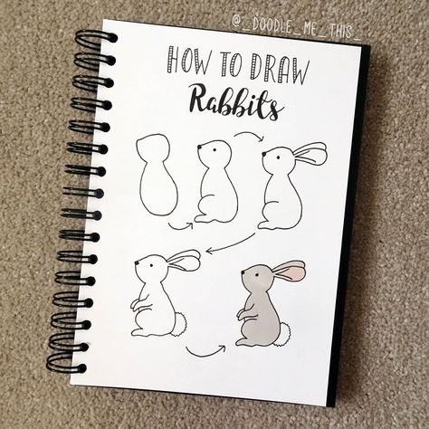 Easy Animal Doodles, Cute Animal Doodles, Rabbit Drawing, Lovely Sunday, Easy Drawing Tutorial, Animal Doodles, Easy Doodle Art, Drawing Tutorial Easy, Bullet Journal Doodles