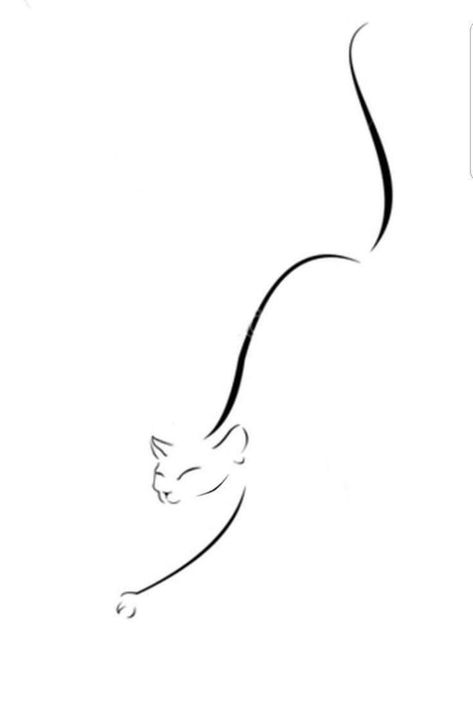 Girly Cat Tattoo, One Line Cat Tattoo Simple, Running Cat Tattoo, Elegant Cat Tattoo, Line Tattoo Cat, Line Art Cat Tattoo, Abstract Cat Tattoo, One Line Cat Tattoo, Cat Line Art Tattoo