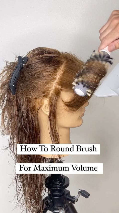 How To Blow Dry For Volume, How To Blowdry Curly Hair Straight, Blow Dry Hair For Volume Perfect Blowout, Blowdry Hair Tutorial, Blow Dry Tutorial Videos, Blow Dry For Volume, Round Brush Blowout Long Hair, How To Blow Out Medium Length Hair Round Brush, How To Have Voluminous Hair