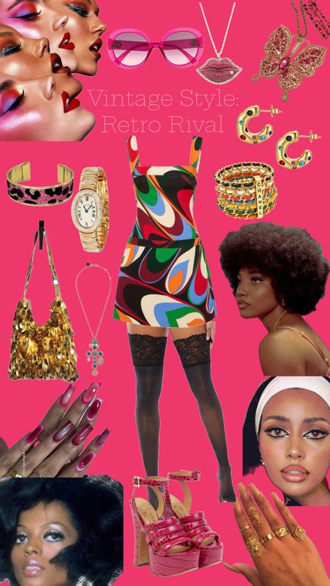 Bold patterns, vibrant colors, and iconic silhouettes from the 70s, 80s, and 90s come together for a Chic, modern twist. 80s Fashion Outfits 1980s Costume Ideas, 80s Outfits Black Women, 1980 Fashion Trends, 70s Fashion Black Women, 70s Outfits Black Women, 70s Aesthetic Fashion, 80s Silhouette, 80s Fashion Outfits, Silk Sonic