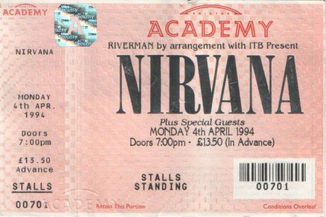 Nirvana Nirvana Concert, Diy Wire Earrings, I'm With The Band, Band Posters, Concert Tickets, Room Posters, Concert Posters, Cool Posters, Special Guest