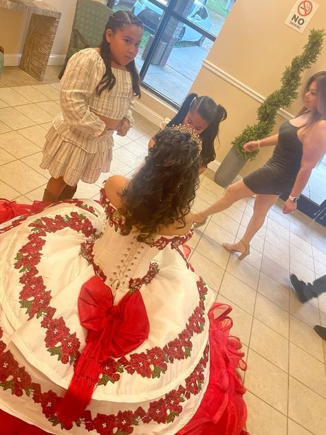 Red Quince Dress, Traditional Ball Gown, Classic Ball Gowns, Dream Quinceanera, Charro Quince, Quince Dresses Charro, Mexican Quinceanera, Mexican Quinceanera Dresses, Red Quince