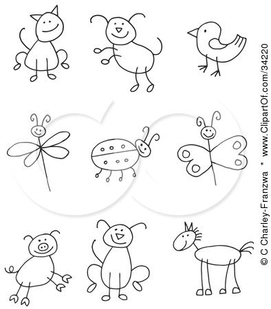 Stick Figure Animals... I might be able to draw these for the little man :) Stick Animals, Reference For Drawing, Classe D'art, Easy Reference, Pola Sulam, Stick Figure, Children's Ministry, Stick Figures, Simple Doodles