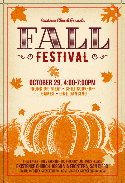 Fall Festival Flyer, Fall Carnival, Event Poster Template, Flyer Free, Festival Flyer, Fall Fest, Free Flyer Templates, Fall Events, Event Flyer Templates