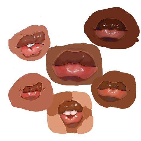 Rendering Lips, Stylized Lips, Lips Shading Tutorial, Lips Shading, 2 Tone Lips, Thick Lips Drawing, Drawing Poc Features, How To Render Lips, Lip Rendering Tutorial