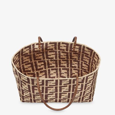 Large Roll - Brown FF raffia crochet shopper | Fendi Fendi First Bag, Fendi First, Large Shopper Bag, Raffia Crochet, Brown Image, World Fair, Woman Bag, Travel Bags For Women, Raffia Bag