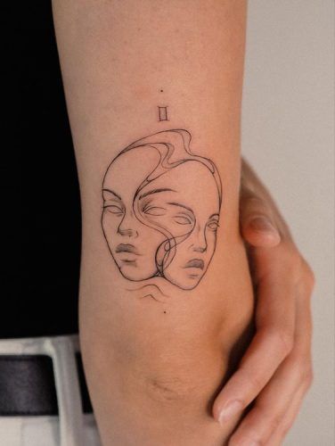 Explore the Top 20 Gemini Tattoo Designs for Men in 2024: Unveiling Symbolism & Style Gemini Element Tattoo, Two Personality Tattoo, Gemini And Sagittarius Tattoo, Gemini Rising Tattoo, Gemini Card Tattoo, Tiny Gemini Tattoo, Gemini Tattoo Elements, Mercury Tattoo Gemini, Gemini Tattoo Two Faces