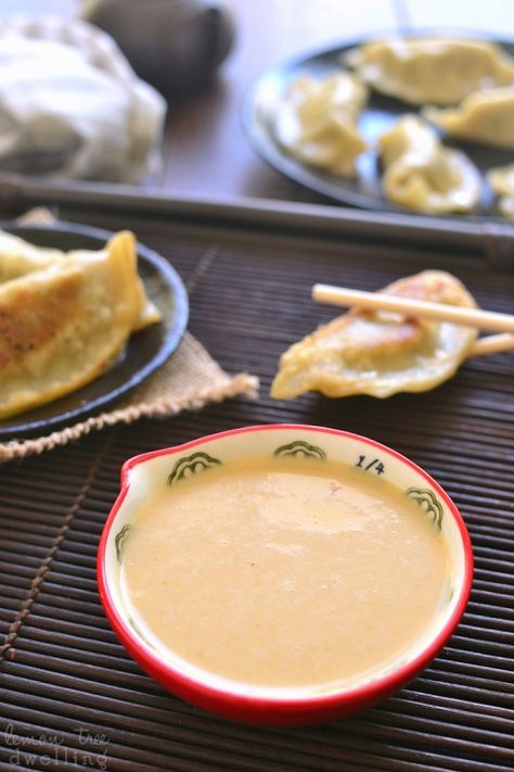 This Creamy Ginger-Soy Dipping Sauce is sweetened with honey and perfect for dipping pot stickers, spring rolls, or your favorite Asian appetizers! Ginger Dipping Sauce, Soy Sauce Recipe, Soy Dipping Sauce, Recipes With Soy Sauce, Asian Appetizers, Asian Sauce, Pot Stickers, Condiment Recipes, Ginger Sauce