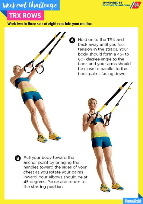 Slow Your Row to Strengthen Your Core and Sculpt Your Arms  http://www.womenshealthmag.com/fitness/trx-rows-challenge Trx Workouts For Women, Trx Row, Chest Workout Routine, Flat Stomach Workout, Trx Training, Arm Workout Women, Sports Therapy, Trx Workouts, Strengthen Your Core