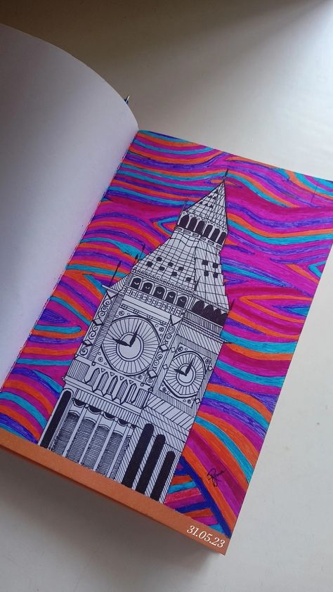 London Sketchbook Art Journal Color Pencil, Sketch Book Ideas Aesthetic Colourful, Sketch Pen Art Colour, Brush Pen Drawing Ideas, Spiderman Painting, Markers Drawing Ideas, Doddle Art, Fall Canvas Painting, Brush Pen Art