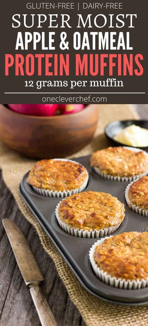 Apple Protein Muffins, Breakfast Muffins Healthy, Honey Breakfast, Muffins Healthy, Protein Baking, Healthy Breakfast Muffins, High Protein Desserts, Healthy Protein Snacks, Dairy Free Breakfasts