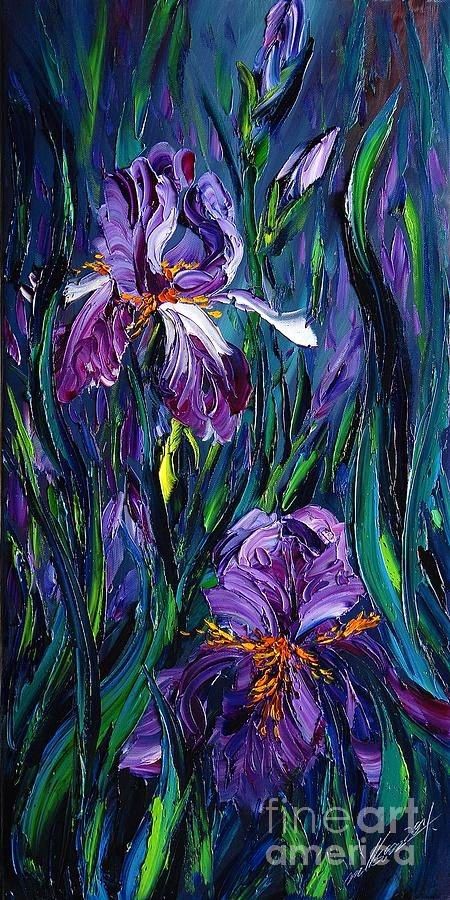 Iris Paintings, Gilded Frame, Iris Art, Iris Painting, Palette Knife Art, Colorful Nature, Art Student, Flower Art Drawing, Art Painting Gallery