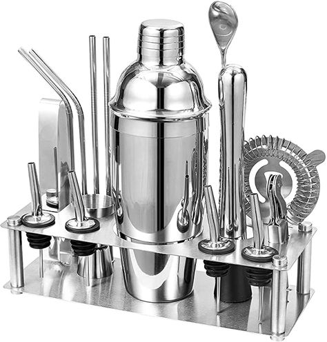 Amazon.com: HBlife Bartender Kit 21 Piece Cocktail Shaker Set with Stand, All Bar Accessories Include 25 oz Cocktail Shaker, Cocktail Brochure, Gifts for Housewarming/Retirement/Anniversary/Birthday : Home & Kitchen Bartender Kit, Wine Mixers, Bartender Tools, Home Bar Sets, Bar Tool Set, Cocktail Shaker Set, Acrylic Set, Cocktail Set, Wine Set