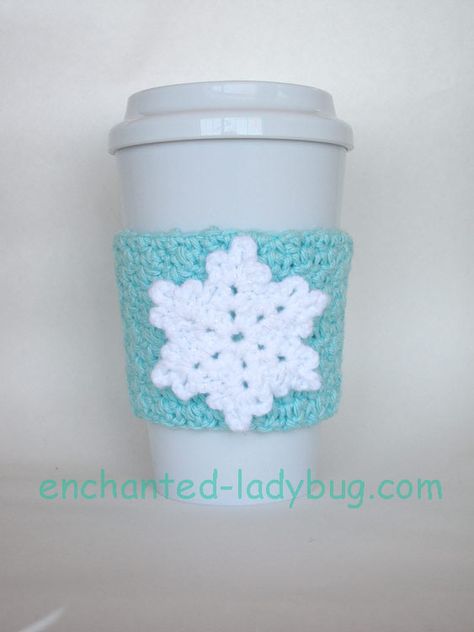 Coffee Cup Cozy Pattern, Coffee Cozy Pattern, Cup Cozy Crochet Pattern, Cup Cozy Pattern, Crochet Mug Cozy, Crochet Coffee Cozy, Crochet Snowflake, Crochet Coffee, Cup Cozies